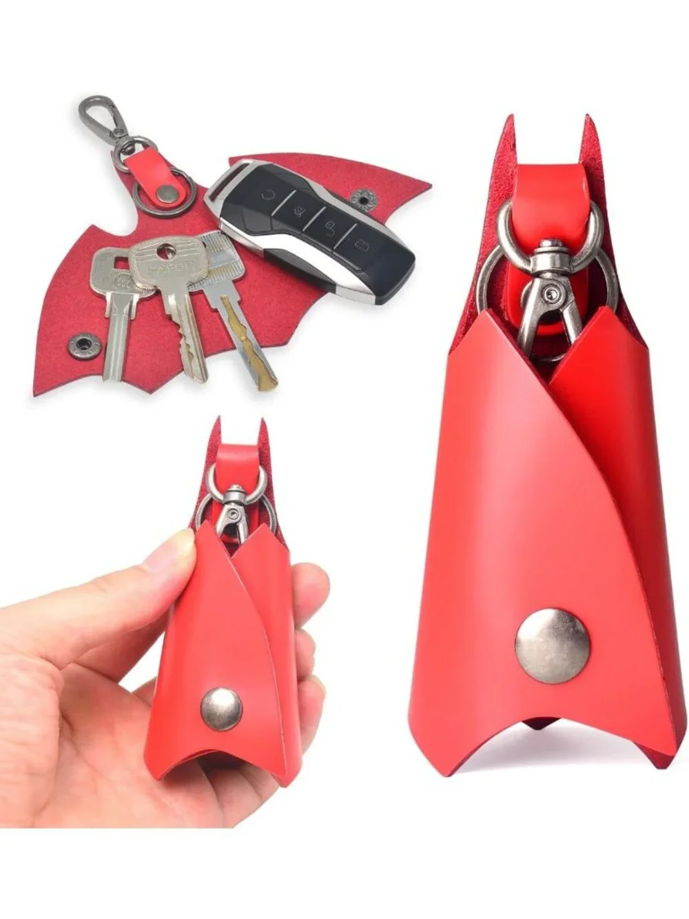 Leather Bat Keychain for Men & Women | Stylish Car Key Fob Holder & Gift Idea
